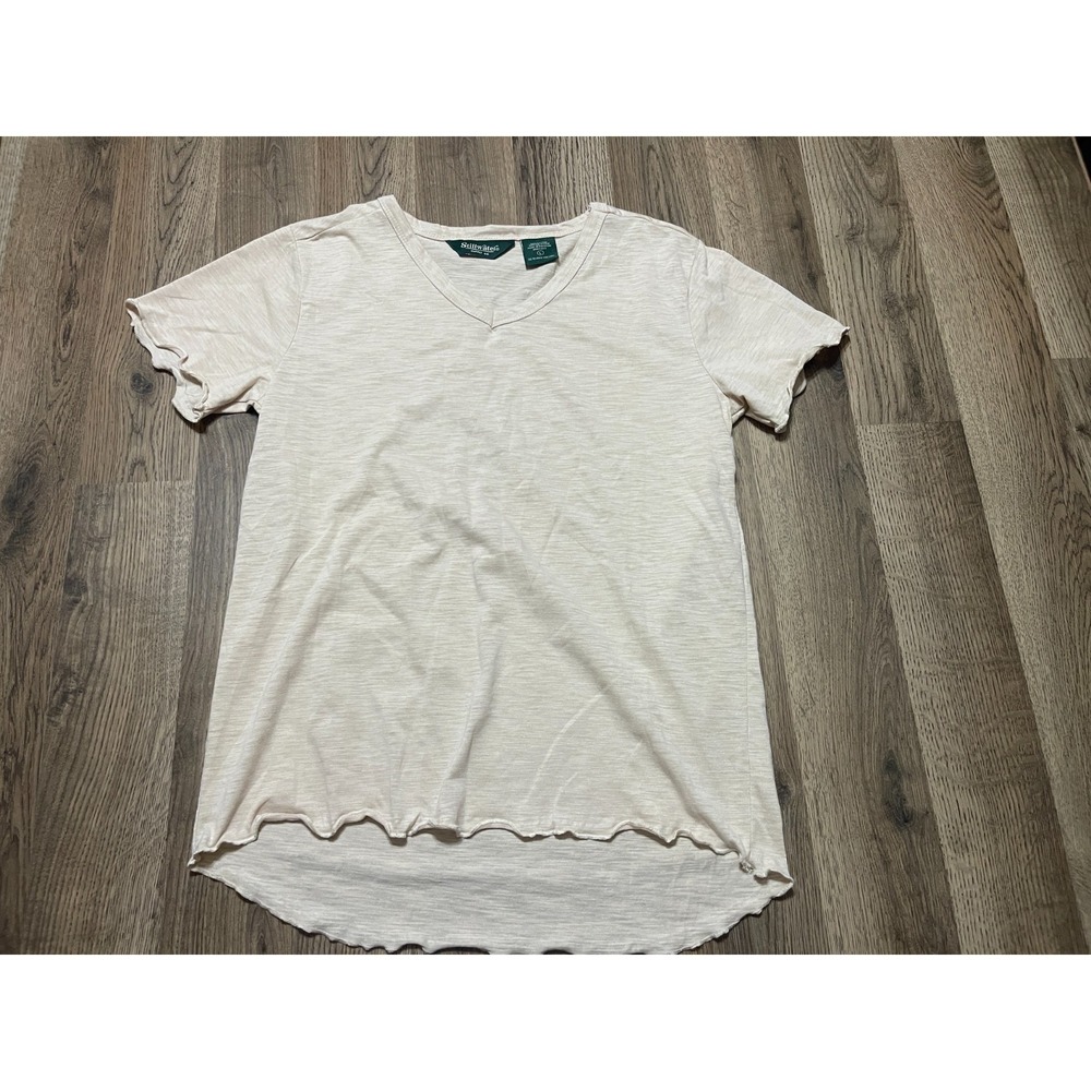 Stillwater Shirt, Women's Size Large, Light Brown, Scalloped Hem
